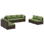 7-teiliges Gartenmöbel-Set und braune synthetische Rattankissen von vidaXL, Gartensets - Ref: Foro24-3102236, Preis: 729,70 €...