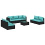 Set de muebles de jardín 8 pzas y cojines ratán sintético negro de vidaXL, Conjuntos de jardín - Ref: Foro24-3102241, Precio:...