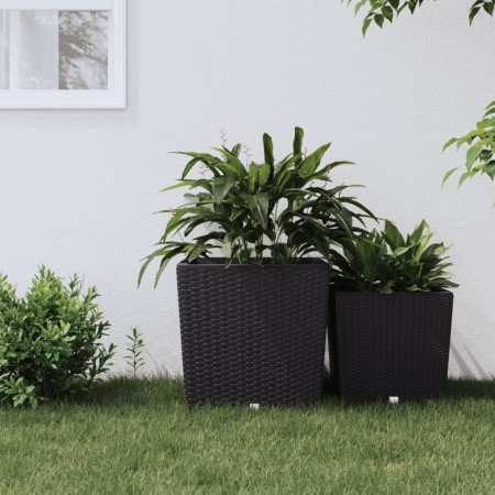 Planter with removable interior PP rattan anthracite gray 37/64 L by vidaXL, Pots and planters - Ref: Foro24-364681, Price: 5...