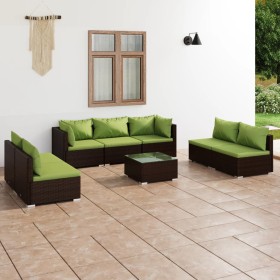 Garden furniture set 8 pieces with brown synthetic rattan cushions by vidaXL, Garden sets - Ref: Foro24-3102244, Price: 818,0...