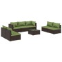 Set muebles de jardín 8 piezas y cojines ratán sintético marrón de vidaXL, Conjuntos de jardín - Ref: Foro24-3102244, Precio:...