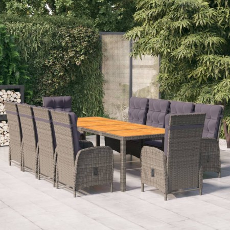 Set de comedor para jardín 11 piezas ratán sintético gris de vidaXL, Conjuntos de jardín - Ref: Foro24-3058559, Precio: 2,00 ...