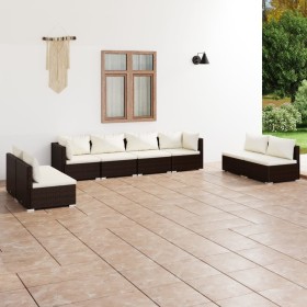 8-teiliges Gartenmöbel-Set und braune synthetische Rattankissen von vidaXL, Gartensets - Ref: Foro24-3102250, Preis: 750,99 €...