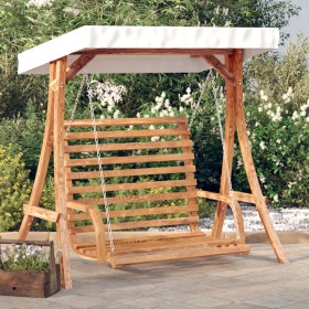 Swing bench with awning solid fir wood with teak finish by vidaXL, Garden rockers - Ref: Foro24-3200627, Price: 366,99 €, Dis...