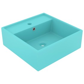 Lavabo cuadrado rebosadero cerámica verde claro mate 41x41 cm de vidaXL, Lavabos - Ref: Foro24-146947, Precio: 83,37 €, Descu...