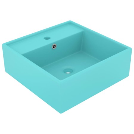 Matte light green ceramic square overflow sink 41x41 cm by vidaXL, Sinks - Ref: Foro24-146947, Price: 83,22 €, Discount: %