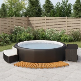 Acacia wood and black synthetic rattan whirlpool bathtub surround by vidaXL, Pool and spa accessories - Ref: Foro24-362259, P...