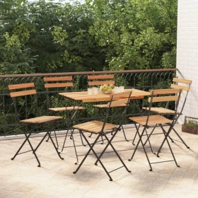 Folding cafeteria chairs 6 pcs steel and solid teak wood by vidaXL, Garden chairs - Ref: Foro24-3152110, Price: 239,99 €, Dis...