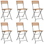 Folding cafeteria chairs 6 pcs steel and solid teak wood by vidaXL, Garden chairs - Ref: Foro24-3152110, Price: 257,94 €, Dis...