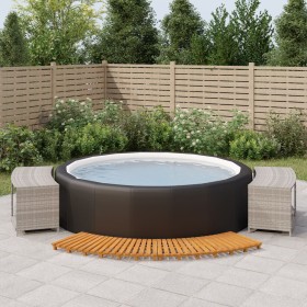 Borde bañera hidromasaje madera acacia y ratán sintético gris de vidaXL, Accesorios para piscinas y spa - Ref: Foro24-3157117...