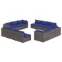 Set de muebles de jardín 12 pzas cojines ratán sintético gris de vidaXL, Conjuntos de jardín - Ref: Foro24-3101590, Precio: 9...