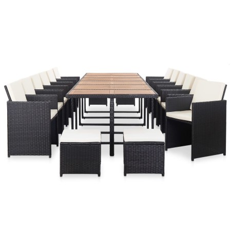 Set comedor de jardín 17 piezas y cojines ratán sintético negro de vidaXL, Conjuntos de jardín - Ref: Foro24-46432, Precio: 1...