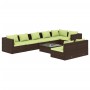 Set muebles de jardín 9 piezas y cojines ratán sintético marrón de vidaXL, Conjuntos de jardín - Ref: Foro24-3102412, Precio:...