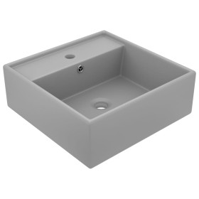 Lavabo cuadrado rebosadero cerámica gris claro mate 41x41 cm de vidaXL, Lavabos - Ref: Foro24-146949, Precio: 81,34 €, Descue...