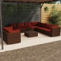 Garden furniture set 10 pieces and brown synthetic rattan cushions by vidaXL, Garden sets - Ref: Foro24-3102507, Price: 834,9...