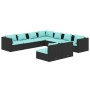 Set de muebles de jardín 9 pzas y cojines ratán sintético negro de vidaXL, Conjuntos de jardín - Ref: Foro24-3102417, Precio:...