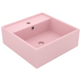 Luxurious square sink with matte pink ceramic overflow 41x41 cm by vidaXL, Sinks - Ref: Foro24-146944, Price: 80,84 €, Discou...