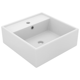 Square matte white ceramic overflow sink 41x41 cm by vidaXL, Sinks - Ref: Foro24-146943, Price: 83,41 €, Discount: %