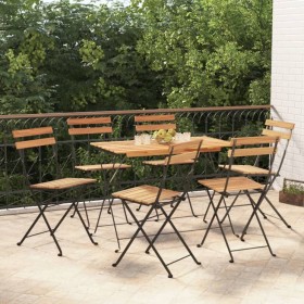 Folding cafe furniture 7 pieces solid acacia wood and steel by vidaXL, Garden sets - Ref: Foro24-3152099, Price: 311,99 €, Di...