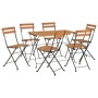 Folding cafe furniture 7 pieces solid acacia wood and steel by vidaXL, Garden sets - Ref: Foro24-3152099, Price: 317,04 €, Di...