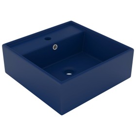 Matte dark blue ceramic square overflow sink 41x41cm by vidaXL, Sinks - Ref: Foro24-146946, Price: 94,42 €, Discount: %