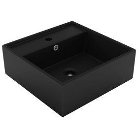 Lavabo lujoso cuadrado rebosadero cerámica negro mate 41x41 cm de vidaXL, Lavabos - Ref: Foro24-146953, Precio: 84,07 €, Desc...