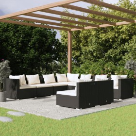 9-teiliges Gartenmöbel-Set und schwarze synthetische Rattankissen von vidaXL, Gartensets - Ref: Foro24-3102415, Preis: 920,99...