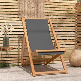 Folding beach chair solid gray teak wood by vidaXL, Garden chairs - Ref: Foro24-47415, Price: 59,23 €, Discount: %