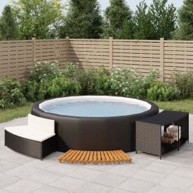 Acacia wood and black synthetic rattan whirlpool bathtub surround by vidaXL, Pool and spa accessories - Ref: Foro24-362257, P...