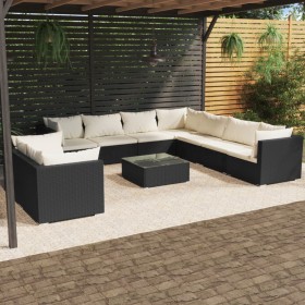 Gartenmöbel-Set 10 Stück schwarze synthetische Rattankissen von vidaXL, Gartensets - Ref: Foro24-3102503, Preis: 866,53 €, Ra...