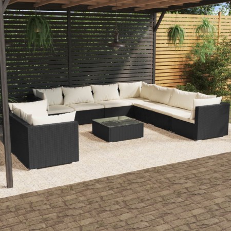 Gartenmöbel-Set 10 Stück schwarze synthetische Rattankissen von vidaXL, Gartensets - Ref: Foro24-3102503, Preis: 1,00 €, Raba...