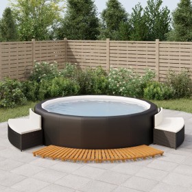 Borde bañera hidromasaje madera acacia y ratán sintético negro de vidaXL, Accesorios para piscinas y spa - Ref: Foro24-315710...