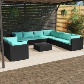 Gartenmöbel-Set 10 Stück schwarze synthetische Rattankissen von vidaXL, Gartensets - Ref: Foro24-3102505, Preis: 848,99 €, Ra...