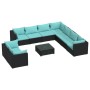 Set de muebles de jardín 10 pzas cojines ratán sintético negro de vidaXL, Conjuntos de jardín - Ref: Foro24-3102505, Precio: ...