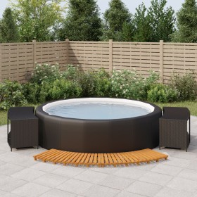 Borde bañera hidromasaje madera acacia y ratán sintético negro de vidaXL, Accesorios para piscinas y spa - Ref: Foro24-315710...