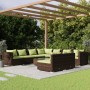 Gartenmöbel-Set 10-teilig und braune synthetische Rattankissen von vidaXL, Gartensets - Ref: Foro24-3102428, Preis: 999,07 €,...