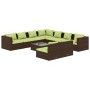 Set muebles de jardín 10 pzas y cojines ratán sintético marrón de vidaXL, Conjuntos de jardín - Ref: Foro24-3102428, Precio: ...