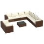 Set muebles de jardín 10 pzas y cojines ratán sintético marrón de vidaXL, Conjuntos de jardín - Ref: Foro24-3102506, Precio: ...