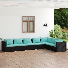 7-piece garden furniture set with black synthetic rattan cushions by vidaXL, Garden sets - Ref: Foro24-3101737, Price: 637,99...