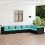 Set de muebles de jardín 7 pzas y cojines ratán sintético negro de vidaXL, Conjuntos de jardín - Ref: Foro24-3101737, Precio:...