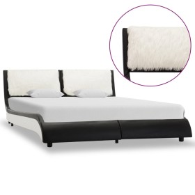 Estructura de cama cuero sintético negro y blanco 140x200 cm de vidaXL, Camas y somieres - Ref: Foro24-280359, Precio: 225,99...