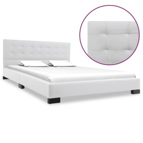 Estructura de cama de cuero sintético blanco 140x200 cm de vidaXL, Camas y somieres - Ref: Foro24-280634, Precio: 265,99 €, D...