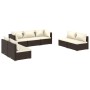 Set muebles de jardín 7 piezas y cojines ratán sintético marrón de vidaXL, Conjuntos de jardín - Ref: Foro24-3102234, Precio:...