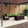 Set muebles de jardín 9 piezas y cojines ratán sintético marrón de vidaXL, Conjuntos de jardín - Ref: Foro24-3102628, Precio:...