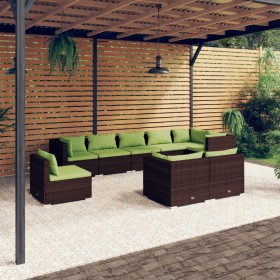 9-teiliges Gartenmöbel-Set und braune synthetische Rattankissen von vidaXL, Gartensets - Ref: Foro24-3102628, Preis: 898,09 €...