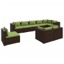 Set muebles de jardín 9 piezas y cojines ratán sintético marrón de vidaXL, Conjuntos de jardín - Ref: Foro24-3102628, Precio:...