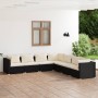 7-teiliges Gartenmöbel-Set und schwarze synthetische Rattankissen von vidaXL, Gartensets - Ref: Foro24-3101743, Preis: 727,31...