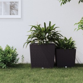 Planter with removable brown rattan PP interior 37/64 L by vidaXL, Pots and planters - Ref: Foro24-364682, Price: 58,52 €, Di...