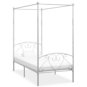 Estructura de cama con dosel metal blanco 90x200 cm de vidaXL, Camas y somieres - Ref: Foro24-284426, Precio: 115,92 €, Descu...