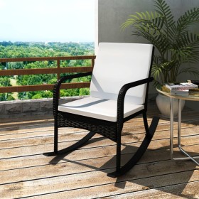 Silla mecedora de jardín ratán sintético negro de vidaXL, Sillas de jardín - Ref: Foro24-42493, Precio: 87,53 €, Descuento: %